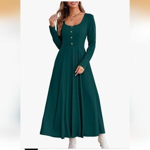 DEEP GREEN/TEAL Long Sleeve Dress, Baby Shower, Summer, Closet Staple XXL